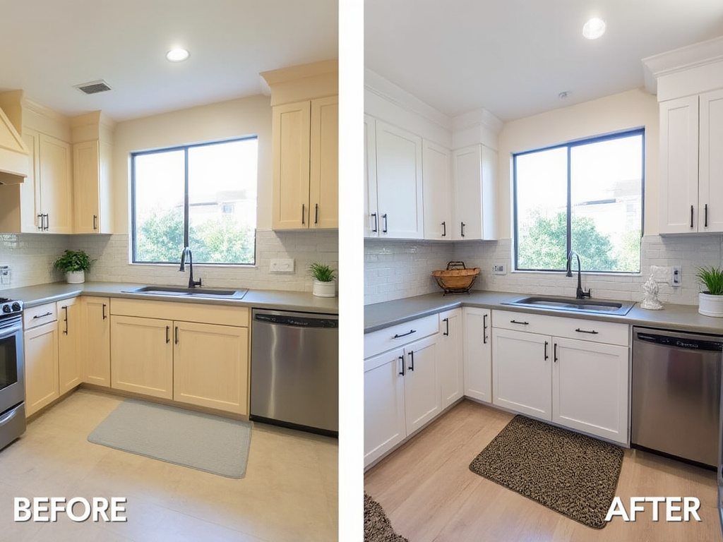 Before and after of a refreshed Palm Springs kitchen